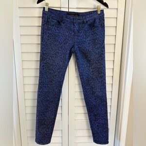 Material Girl Vibrant Blue Animal Print 80s Style Jeans Size 26